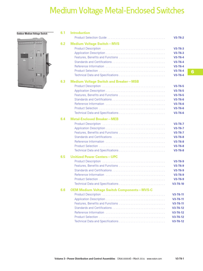 Vol03 Tab06 | PDF | Fuse (Electrical) | Electrical Substation