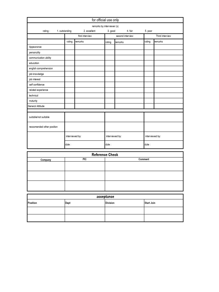 Form Penilaian Interview Pdf