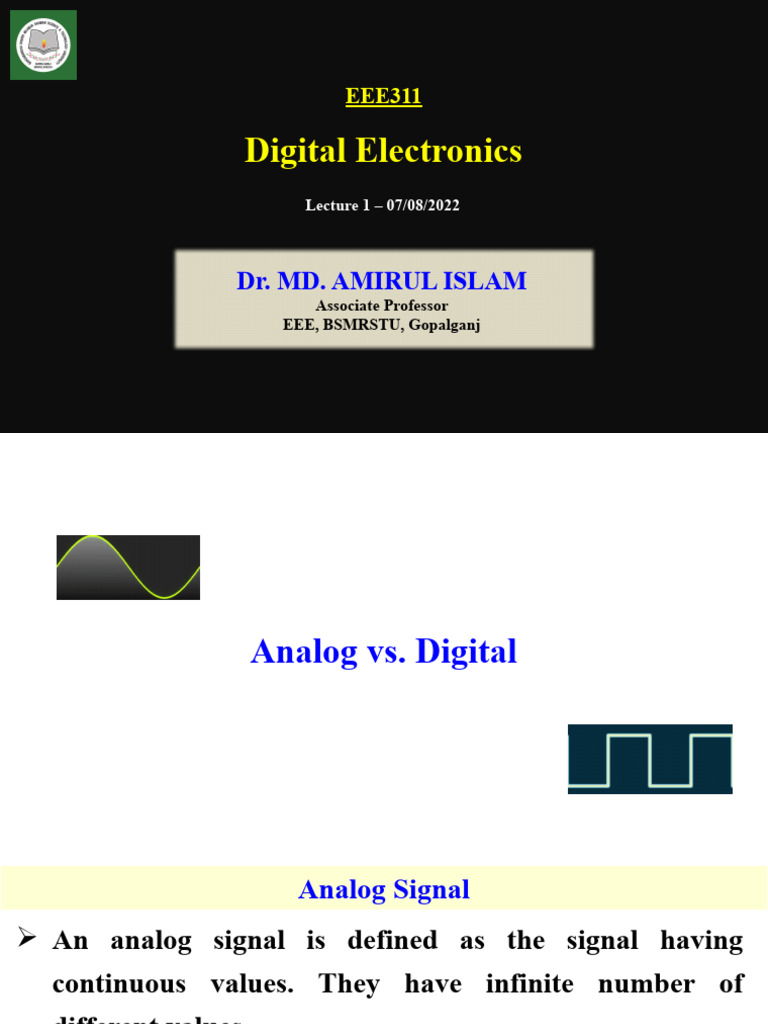 Eee311 L01 | PDF | Analogue Electronics | Analog To Digital Converter