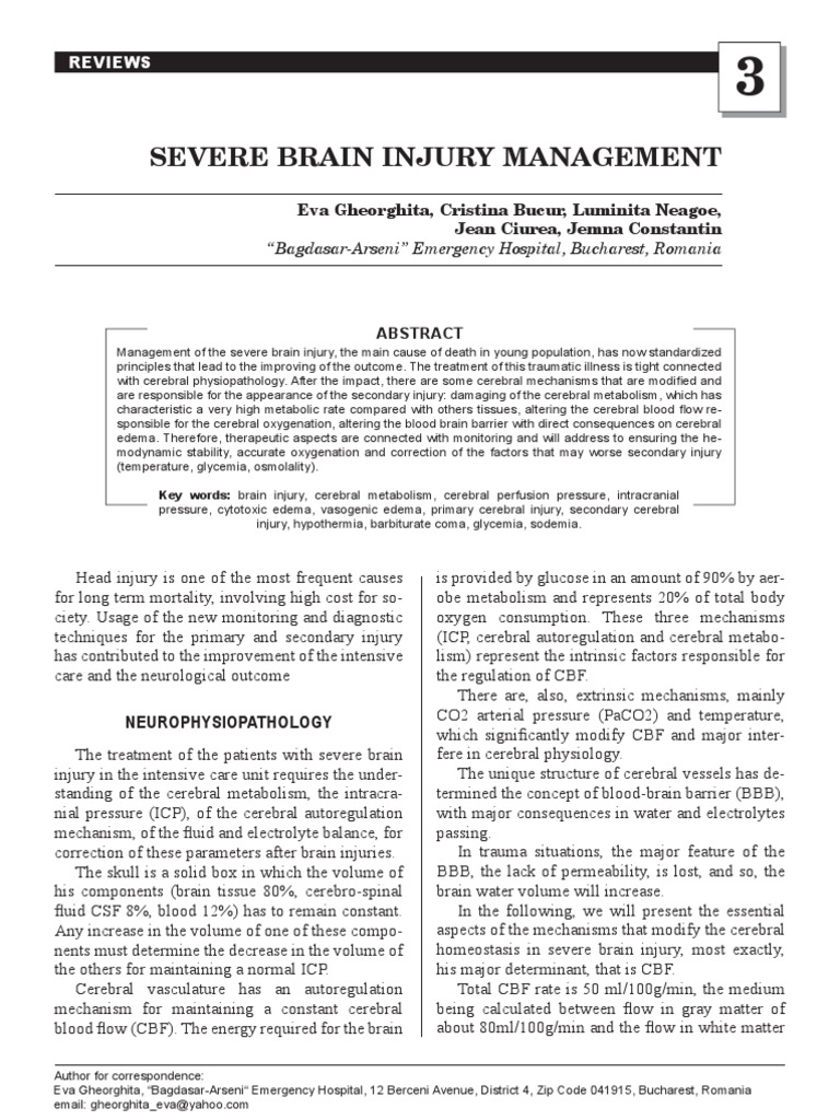 Severe Brain Injury Management Insights | PDF | Traumatic Brain Injury ...