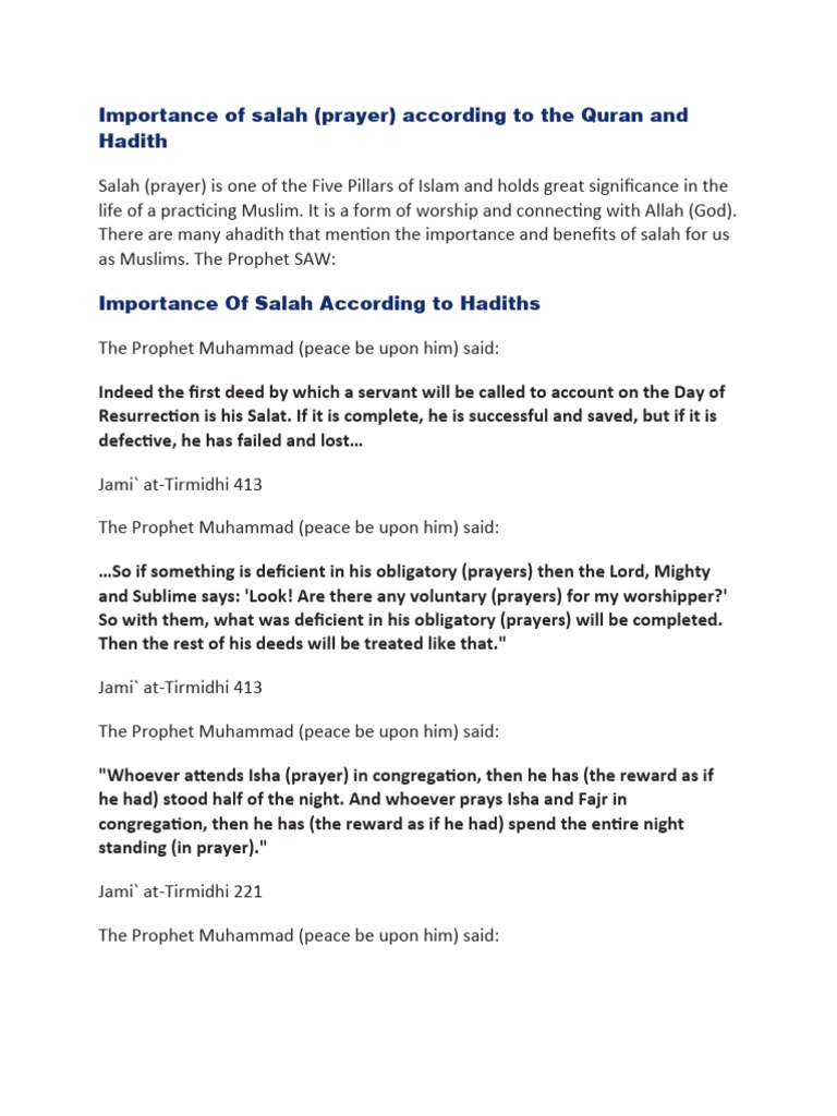 Significance of Salah in Islam | PDF | Muhammad | Abrahamic Religions