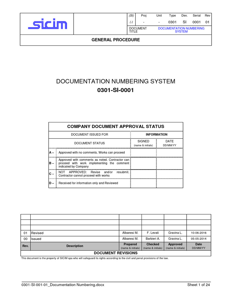 0301-SI-001-01 - Documentation Numbering | PDF | Specification ...