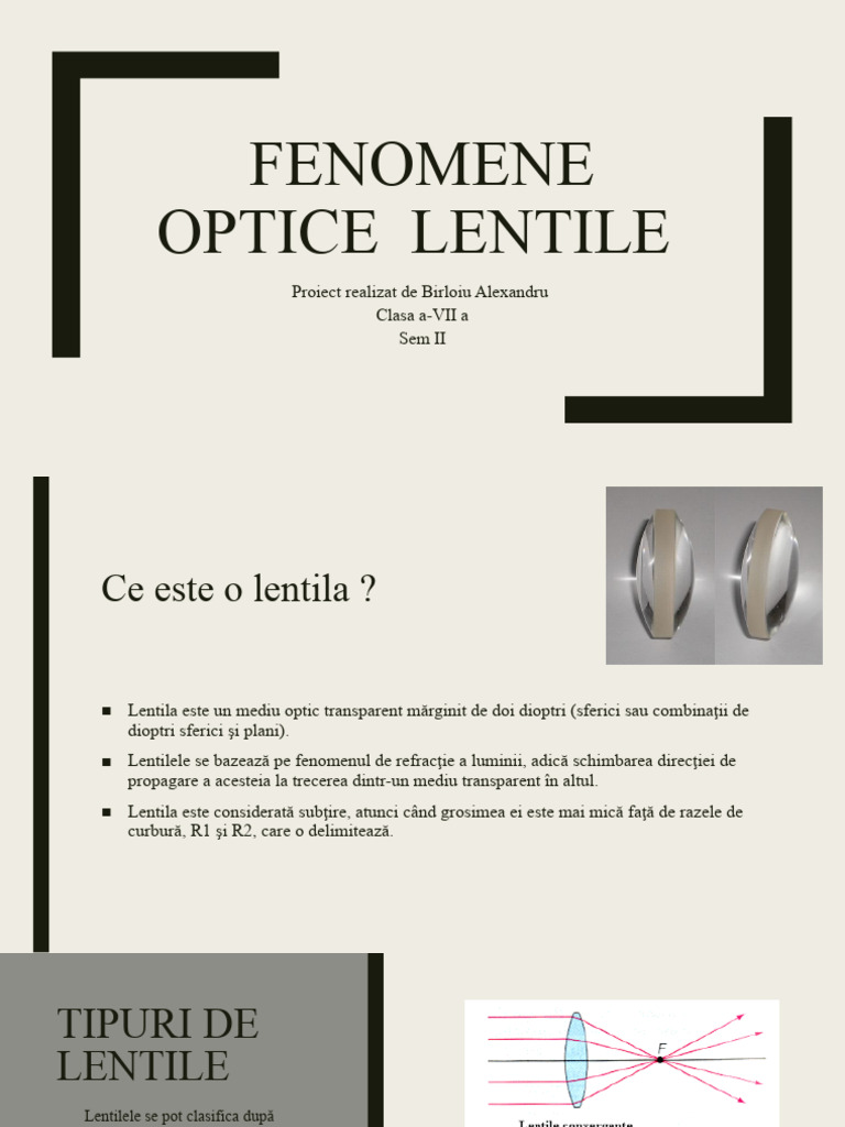 Fenomene Optice Lentile | PDF