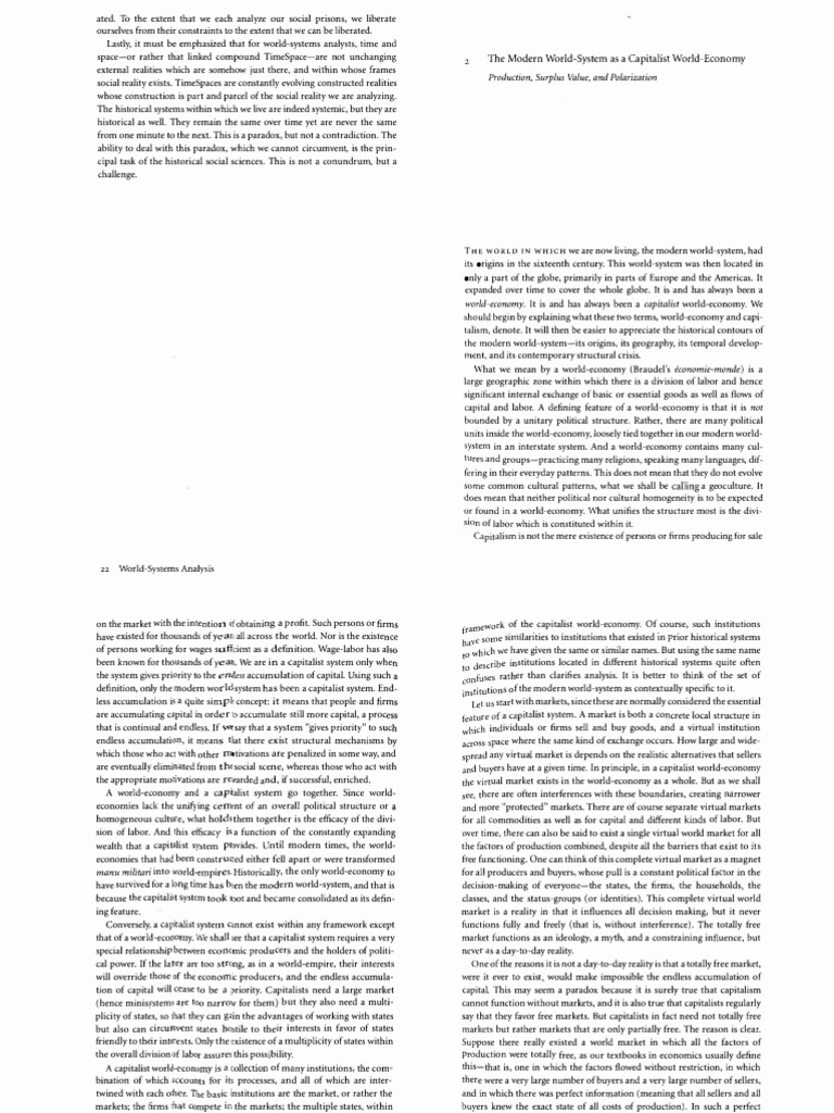 Wallerstein World Systems Analysis An Introduction Pdf Profit