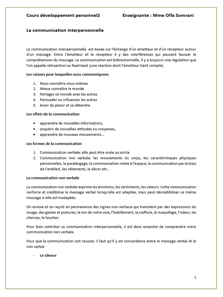 Communication interpersonnelle efficace | PDF | la communication ...