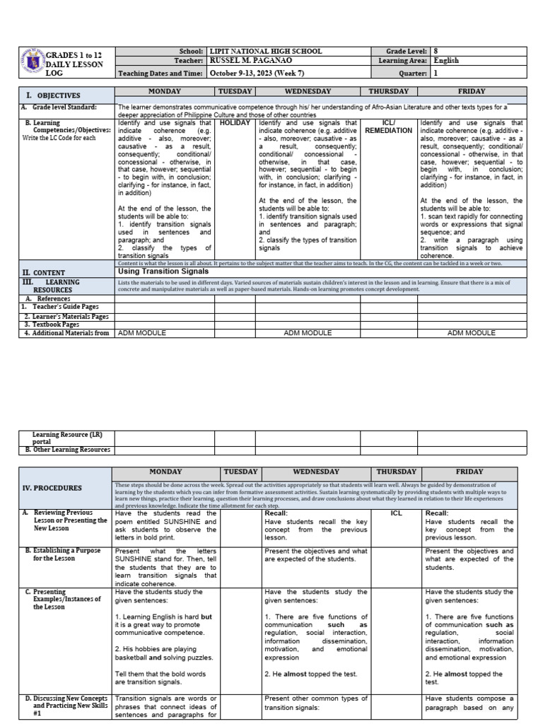 Weeks 7 and 8 | PDF | Learning | Verb