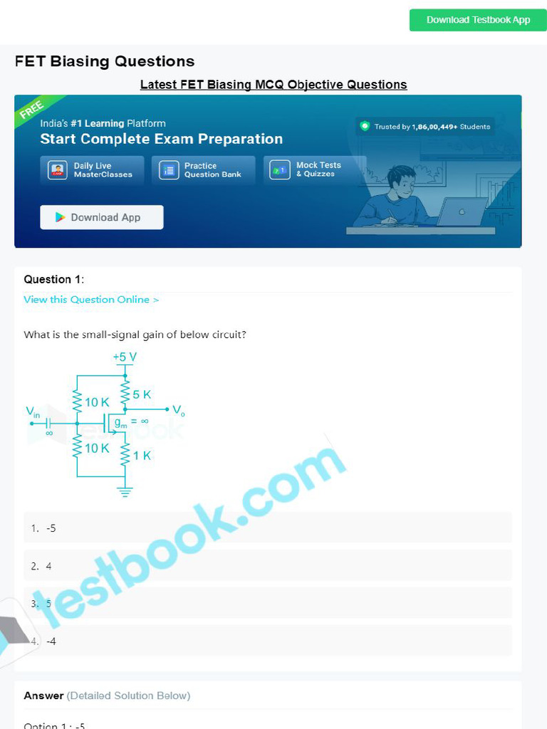 MCQ On Fet Biasing 5eea6a1239140f30f369ee26 PDF