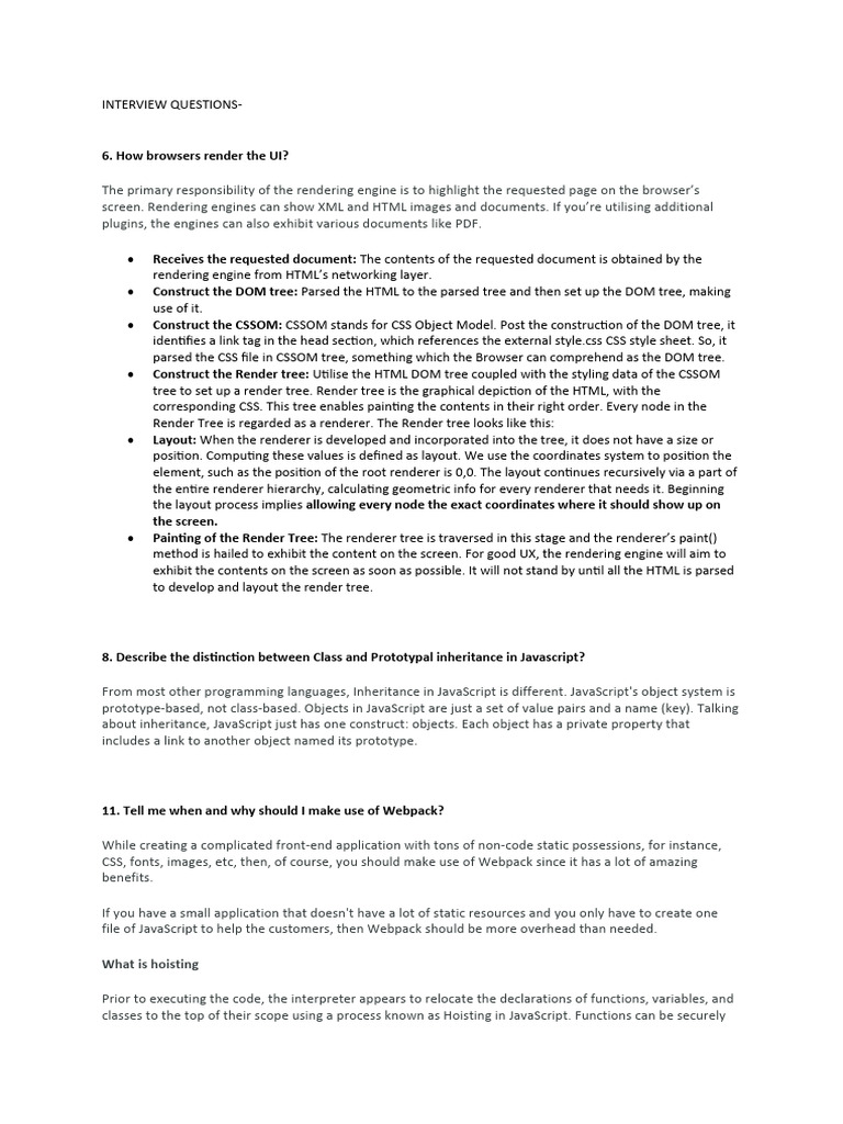 JavaScript Interview Questions Explained | PDF | Document Object Model ...