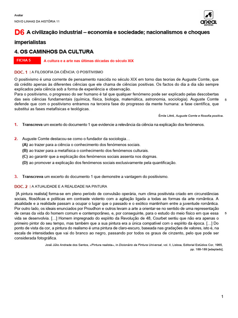 Positivismo e Realismo na Arte do Século XIX | PDF | Positivismo | Science
