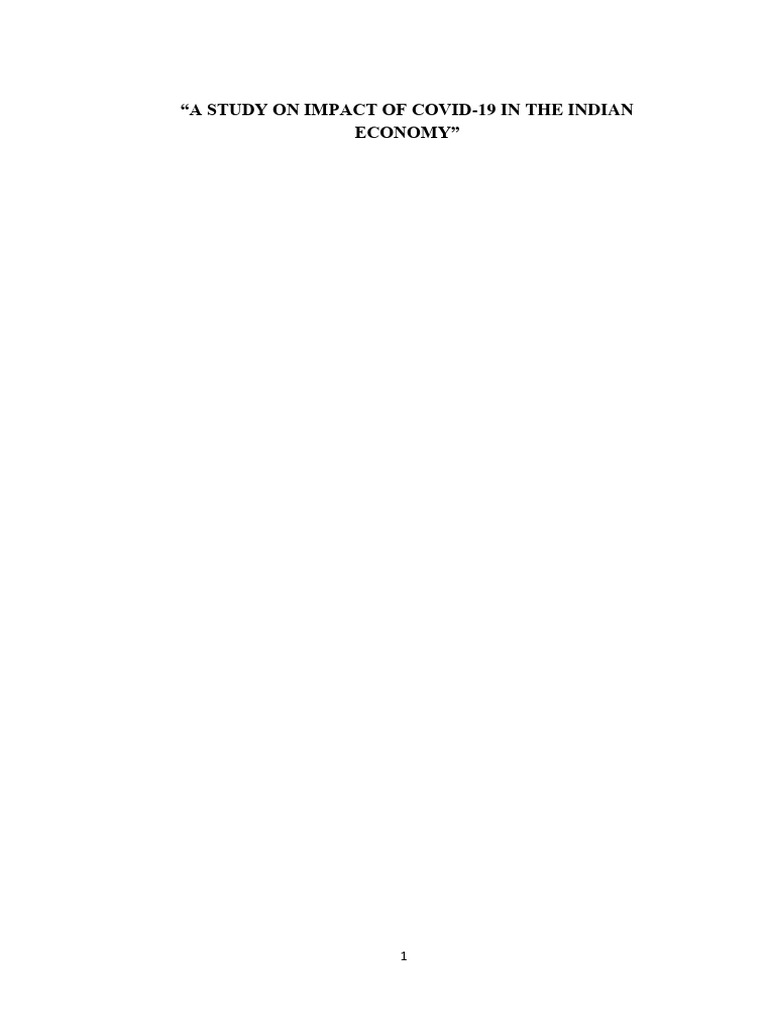 A Study On Impact of Covid-19 in The Indian Economy | PDF | Immune ...