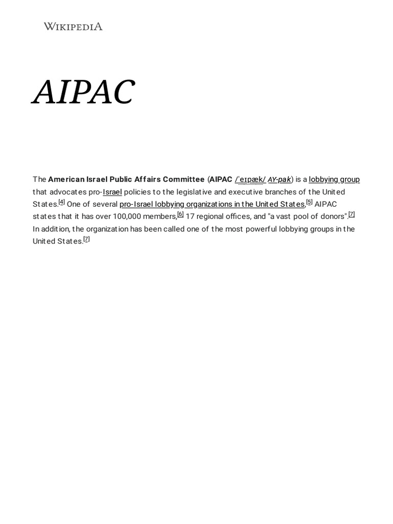 AIPAC: History and Influence | PDF | Politics Of The United States ...