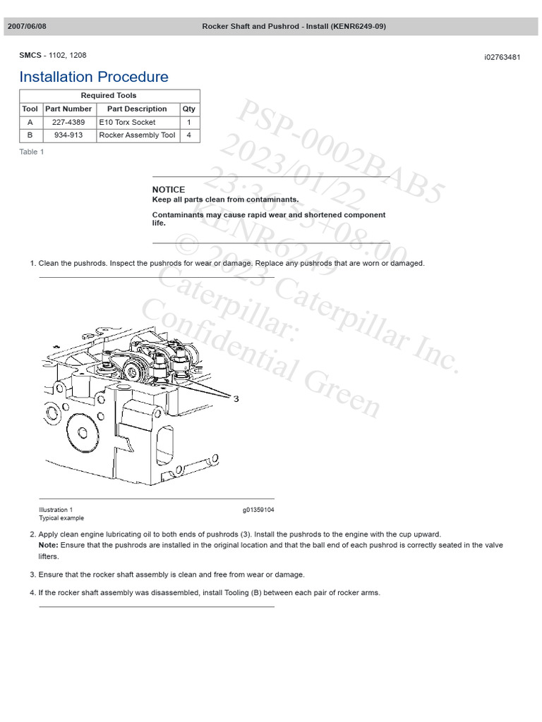 Rocker Shaft Assembly Installation Guide | PDF | Machines | Internal ...