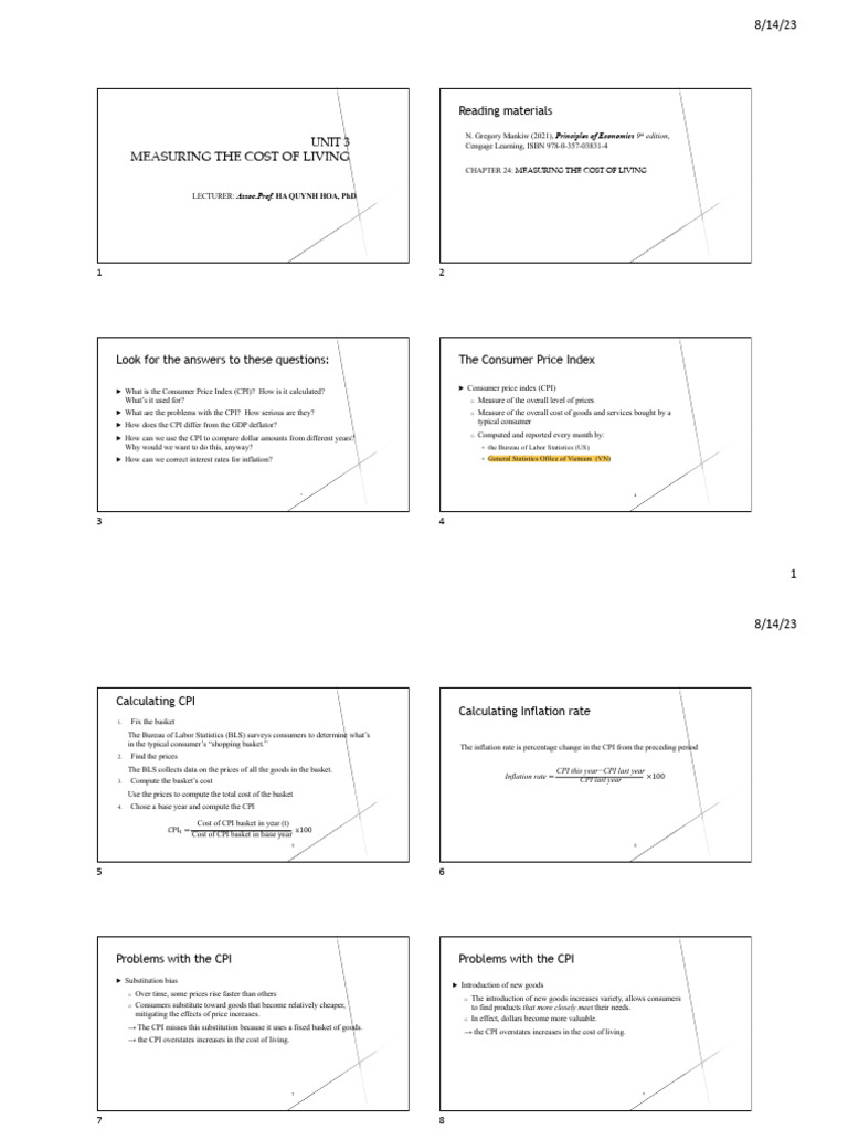 Unit 3 Measuring Cost Of Living Pdf Cost Of Living Consumer Price