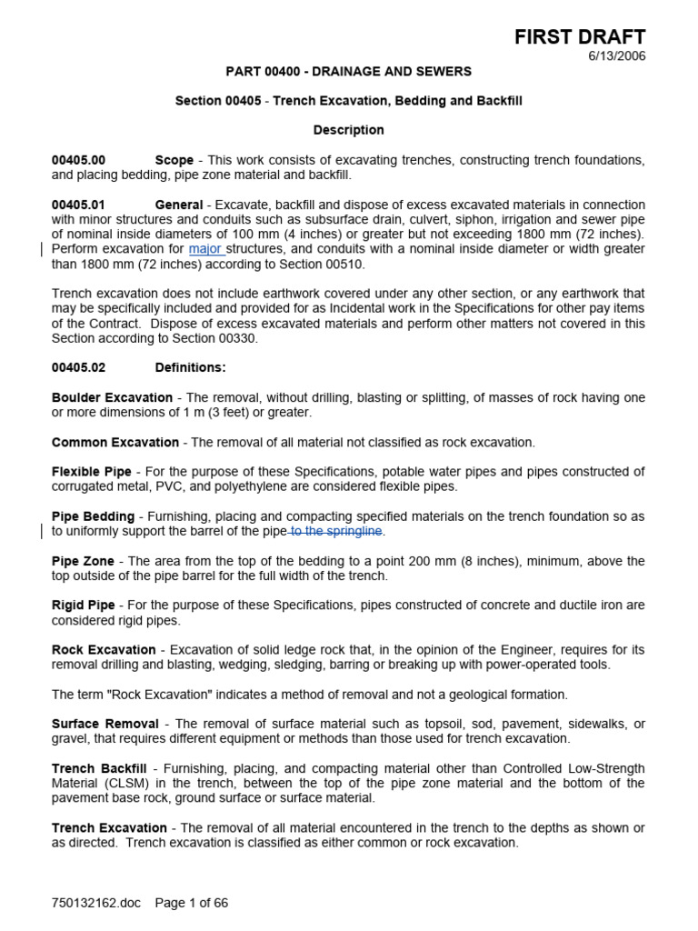 Trench Excavation and Backfill Guidelines | PDF | Road Surface | Pipe ...