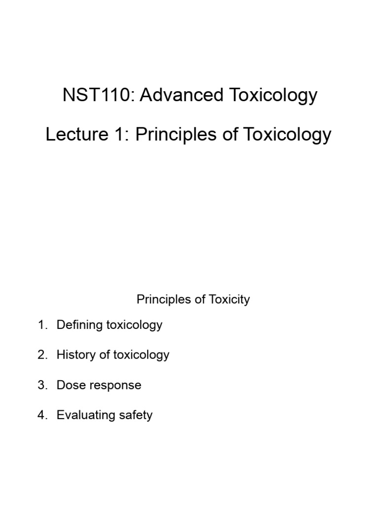 Dose-Response in Toxicology Principles | PDF | Toxicology | Poison