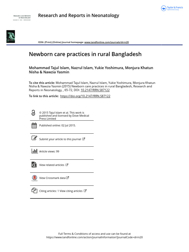 Newborn Care Practices in Rural Bangladesh | PDF | Infants | Infant ...