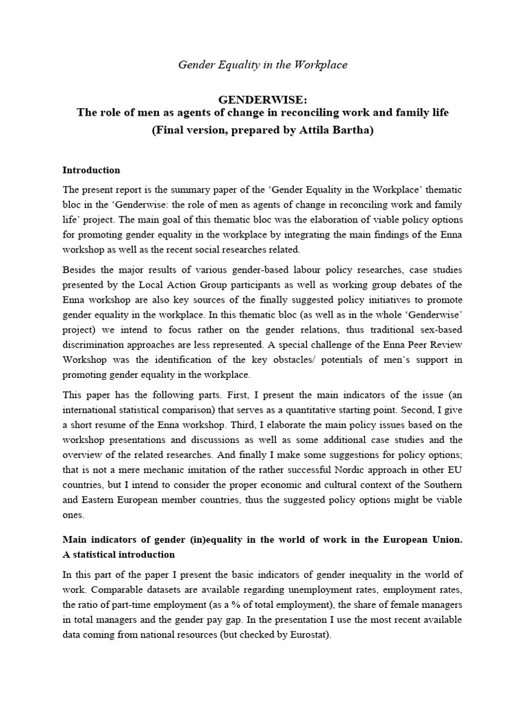 Report Gender Equality in The Workplace BarthaAttila | PDF ...