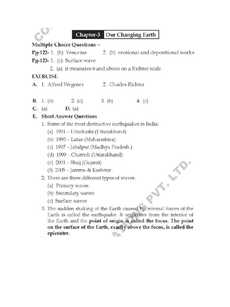 G7 TXT Answers Our Changing Earth | PDF