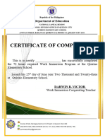 Certificate of Completion - Work Immersion