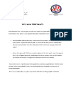 Avis Aux Etudiants Pfe