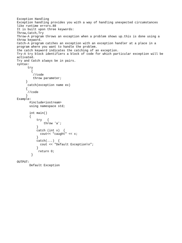 Exception Handling | PDF