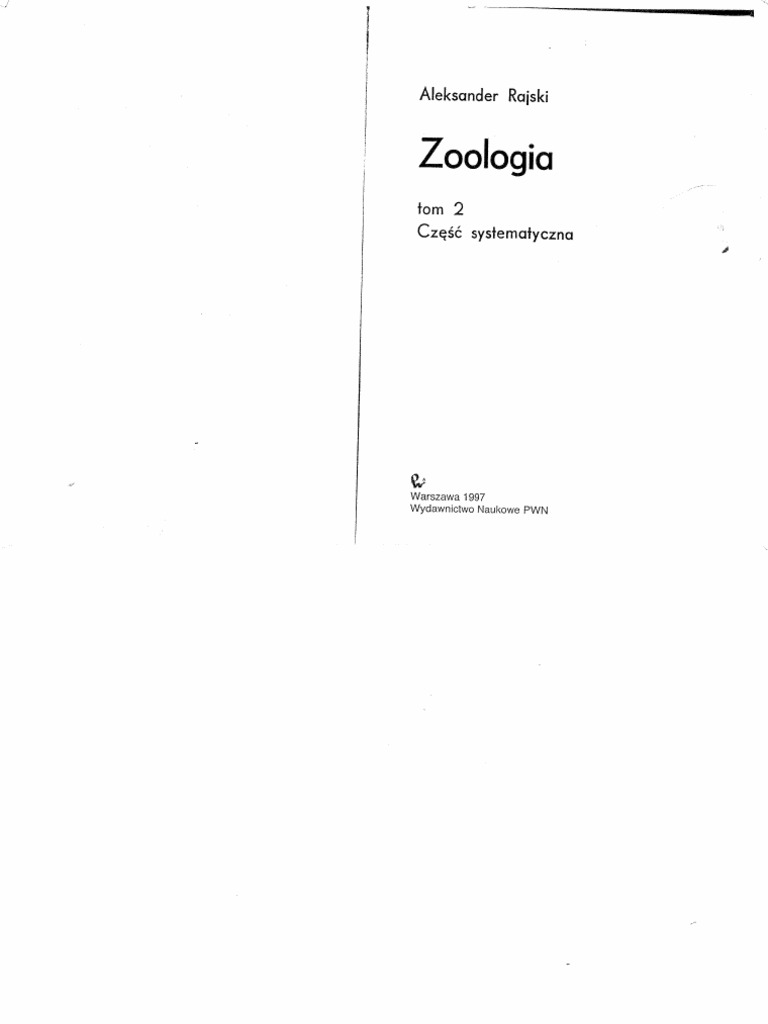 Zoologia systematyka tom 2 rajski a pdf