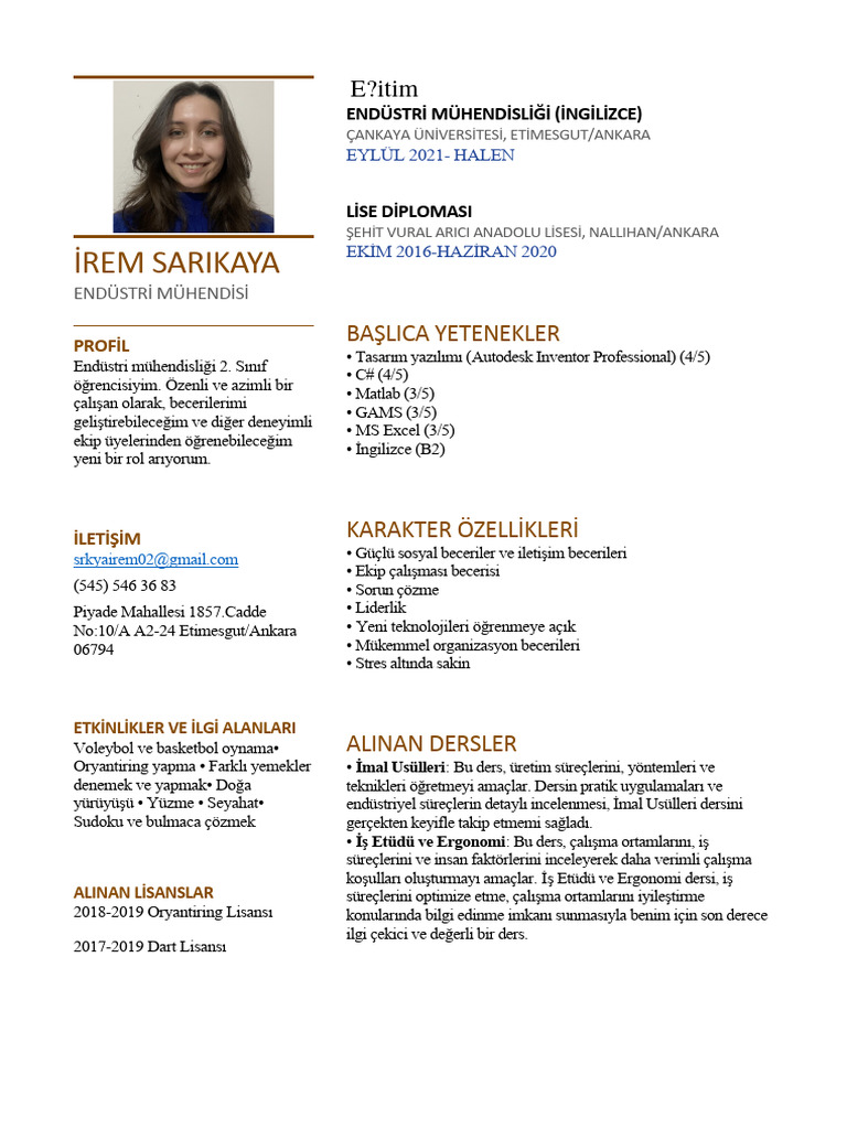 İrem Sarikaya CV | PDF