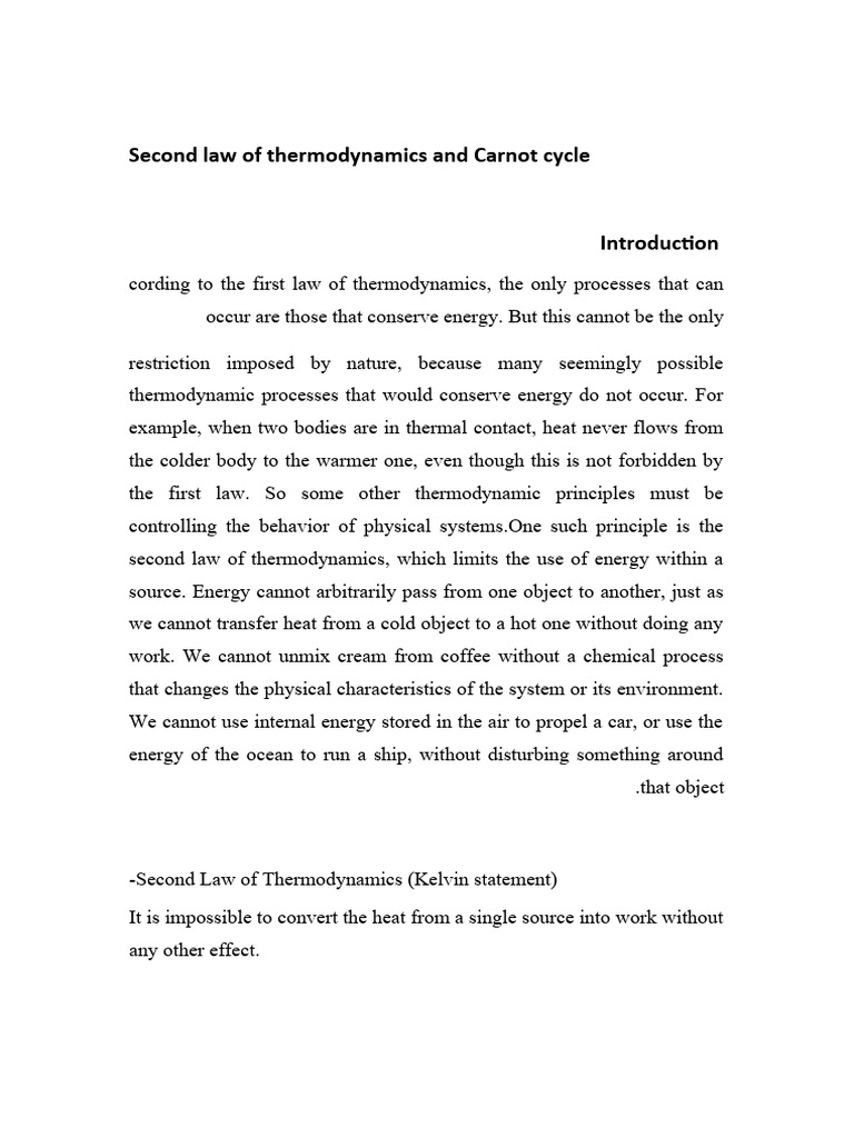 Second Law of Thermodynamics Explained | PDF | Heat | Second Law Of ...