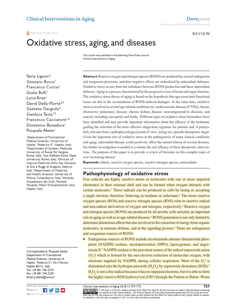 Oxidative Stress and Aging Review | PDF | Inflammation | Reactive ...