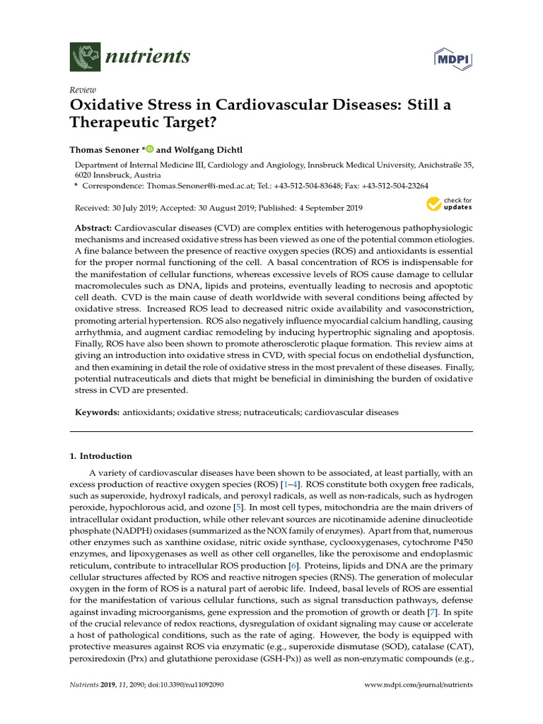 Oxidative Stress in Cardiovascular Diseases - Still A Therapeutic ...