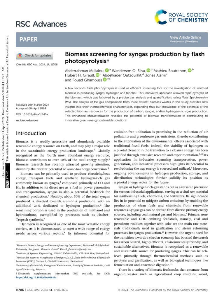 RSC Advances: Paper | PDF | Thermogravimetric Analysis | Fuels