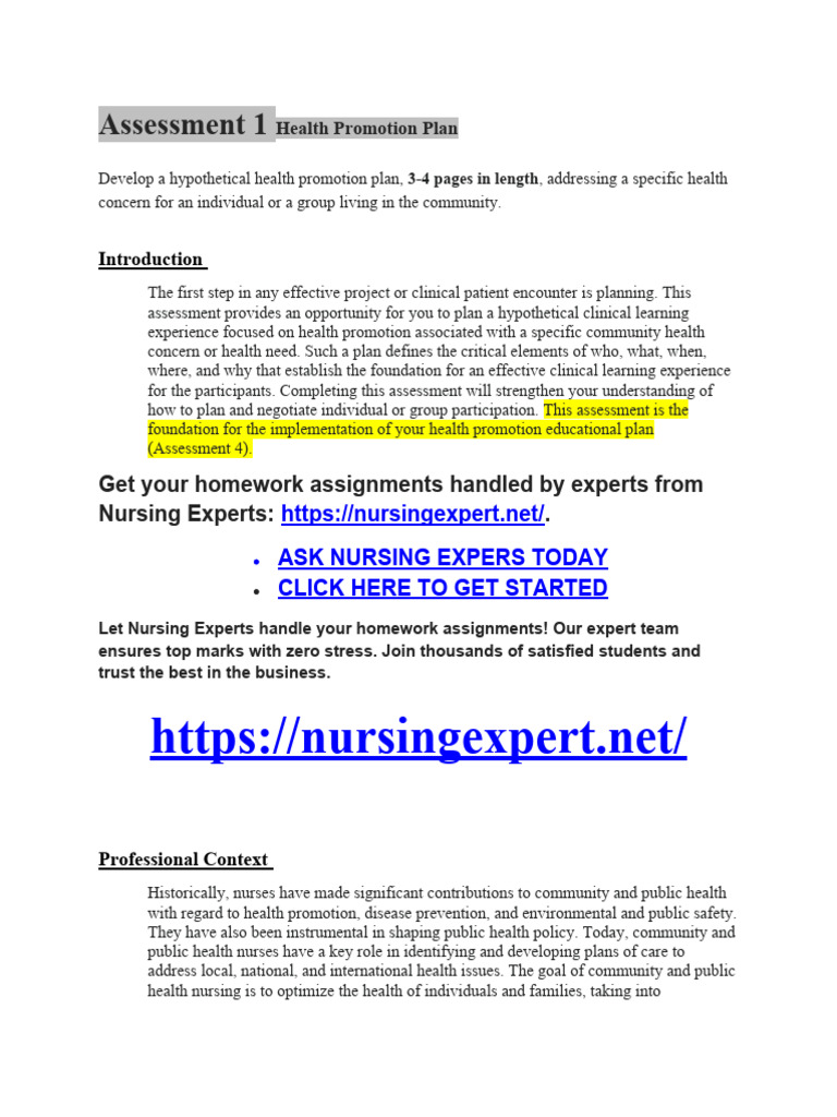 Assessment1 INSTRUCTIONS | PDF | Public Health | Nursing