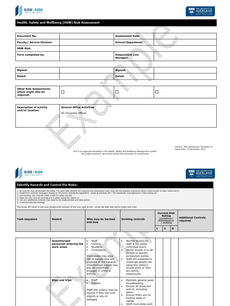 Office Health and Safety Risk Assessment | PDF | Risk | Risk Assessment