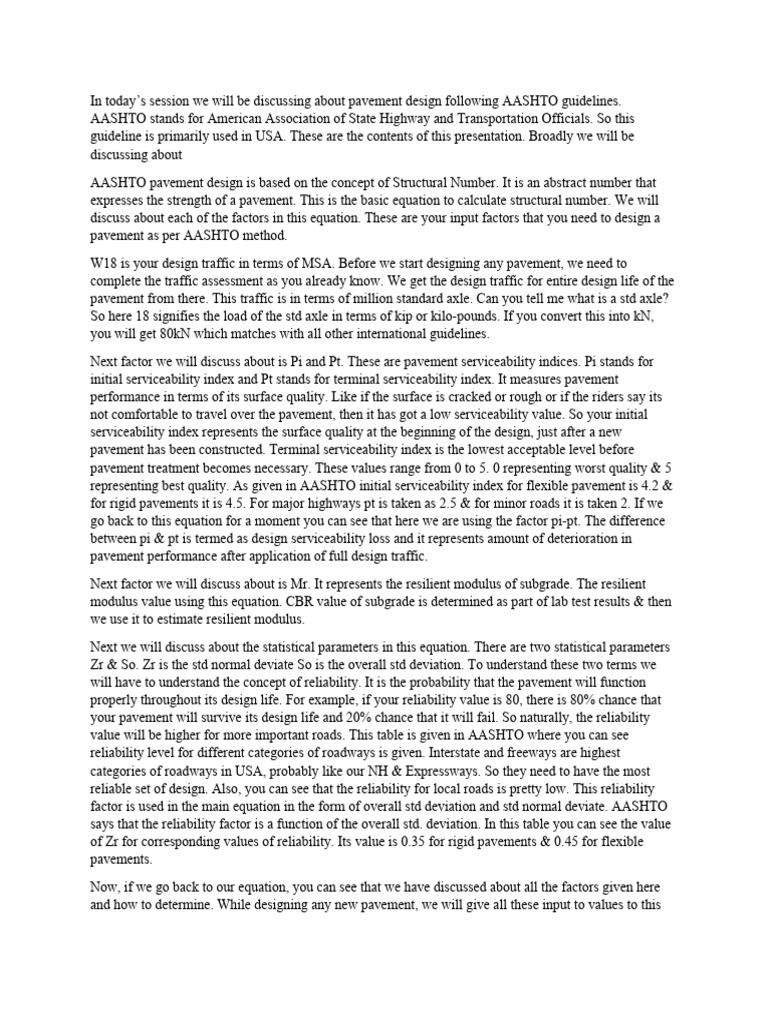 Aashto Notes Pdf Reliability Engineering Road Surface