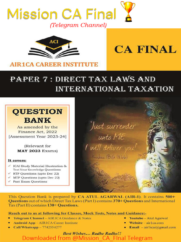 Dt May 23 Question Bank By Atul Agarwal Mission Ca Final Pdf