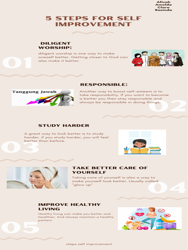 Brown Minimalist Self Esteem Improvement Tips Infographic Pdf