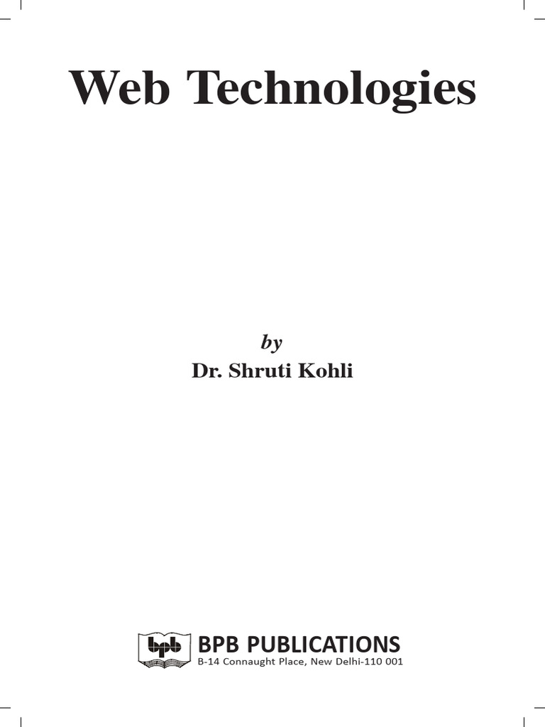 Web Technologies: BPB Publications | PDF | World Wide Web | Internet & Web