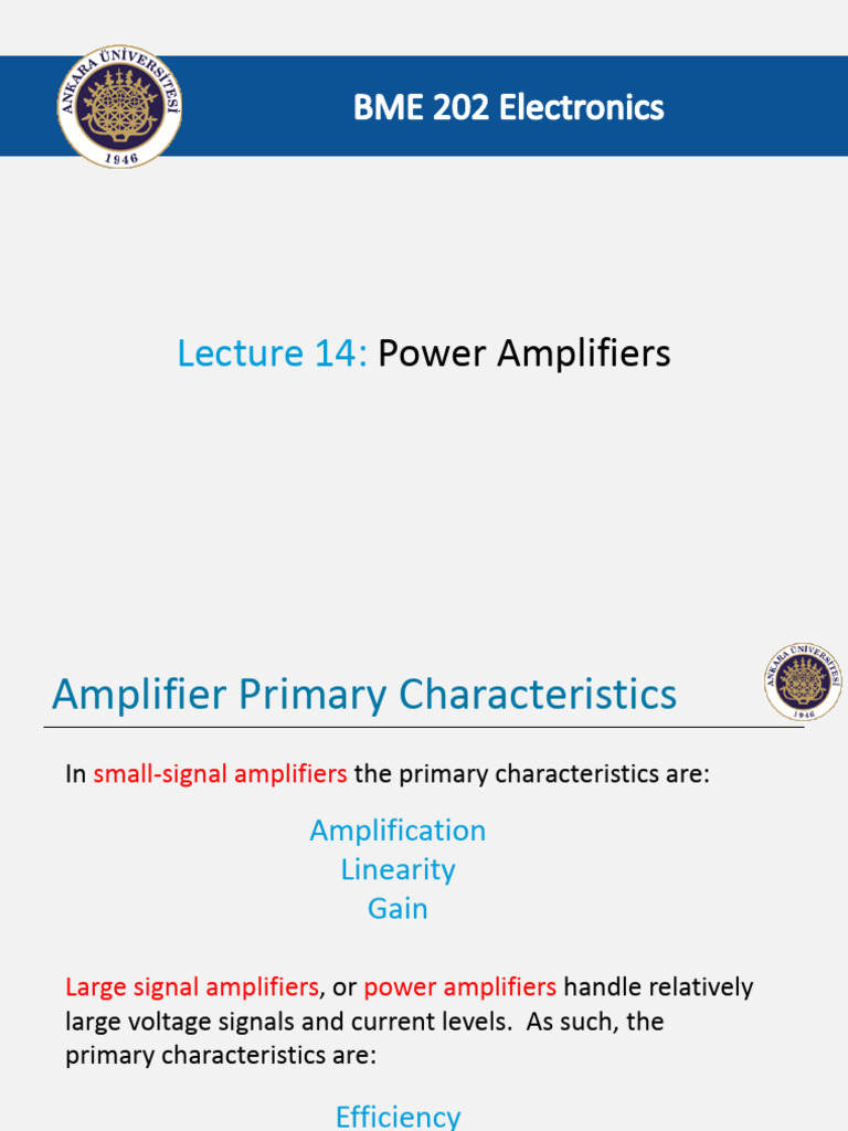 BME202 Electronics Lecture14 | PDF | Amplifier | Electricity