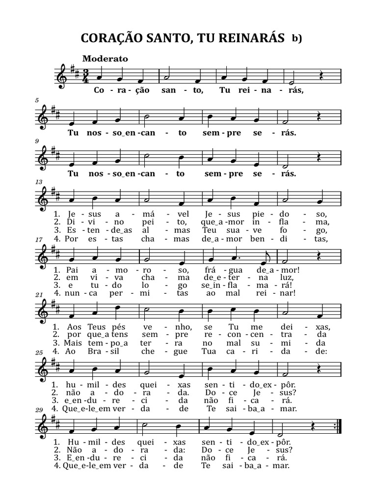 Coração Santo Tu Reinarás B Pdf