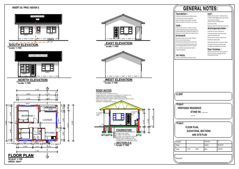 Proposed Residence Floor Plan and Elevations | PDF | Roof | Local ...