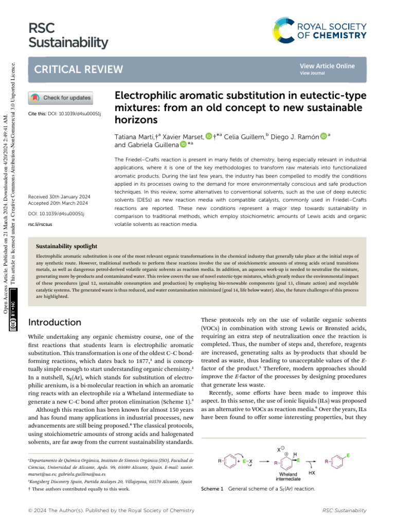 RSC Sustainability: Critical Review | PDF | Chemical Reactions | Catalysis