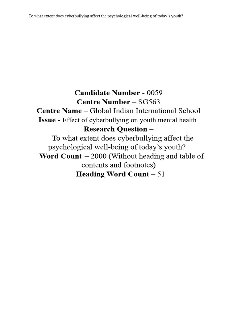 Cyberbullying's Impact on Youth Mental Health | PDF | Cyberbullying ...