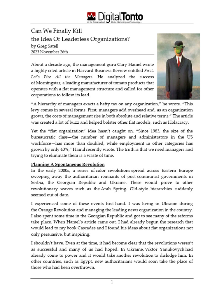 Can We Finally Kill The Idea of Leaderless Organizations | PDF ...