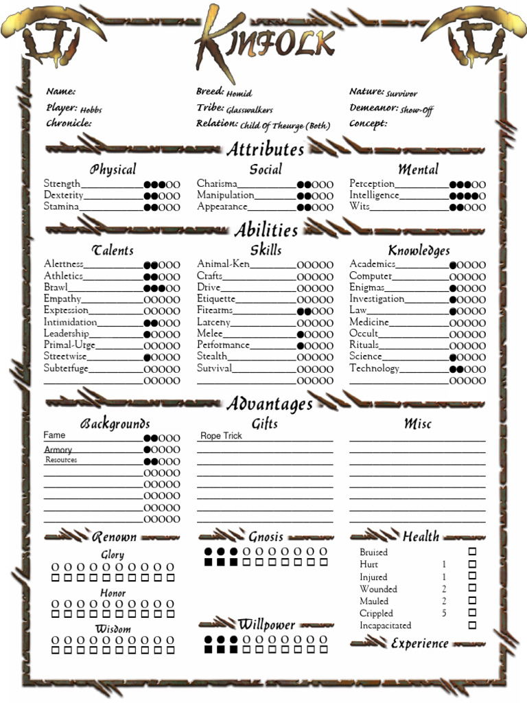 Kinfolk Character | PDF