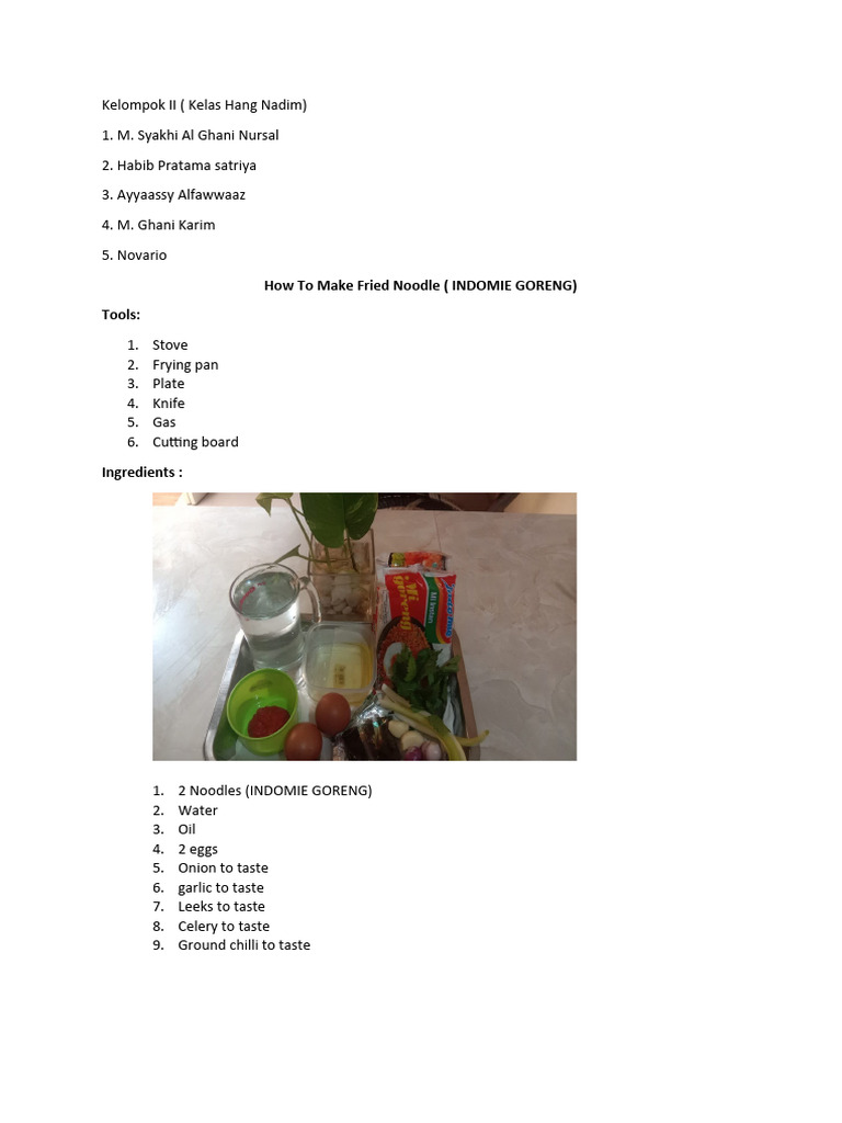 Kelompok Bahasa Inggris Mie Goreng | PDF