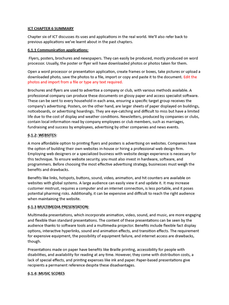 Ict chapter 6 summary pdf websites advertising