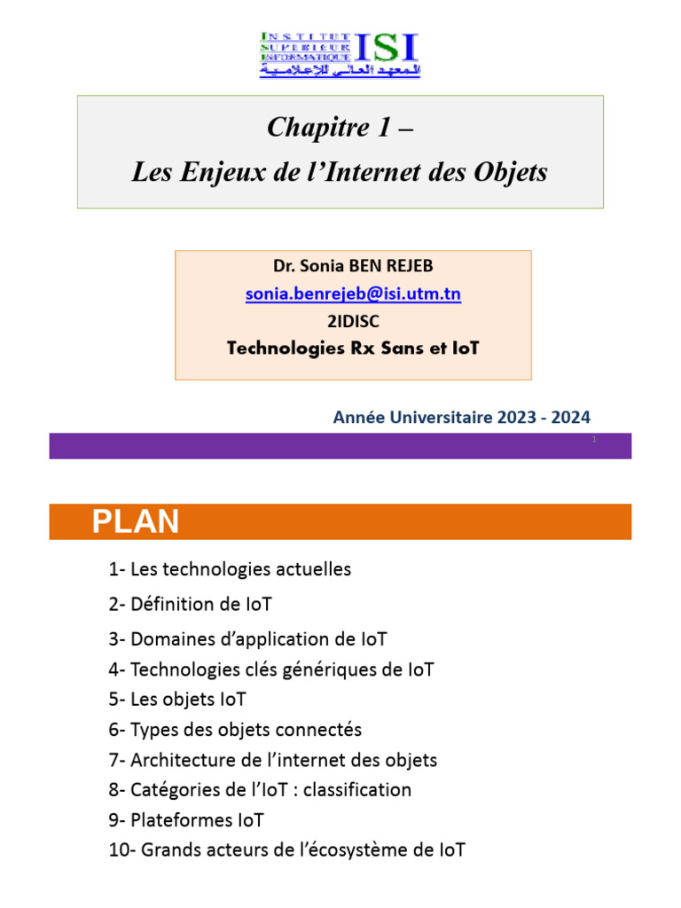 Chapitre 1 - Enjeux IoT - 11 02 2024 | PDF | Internet des objets ...