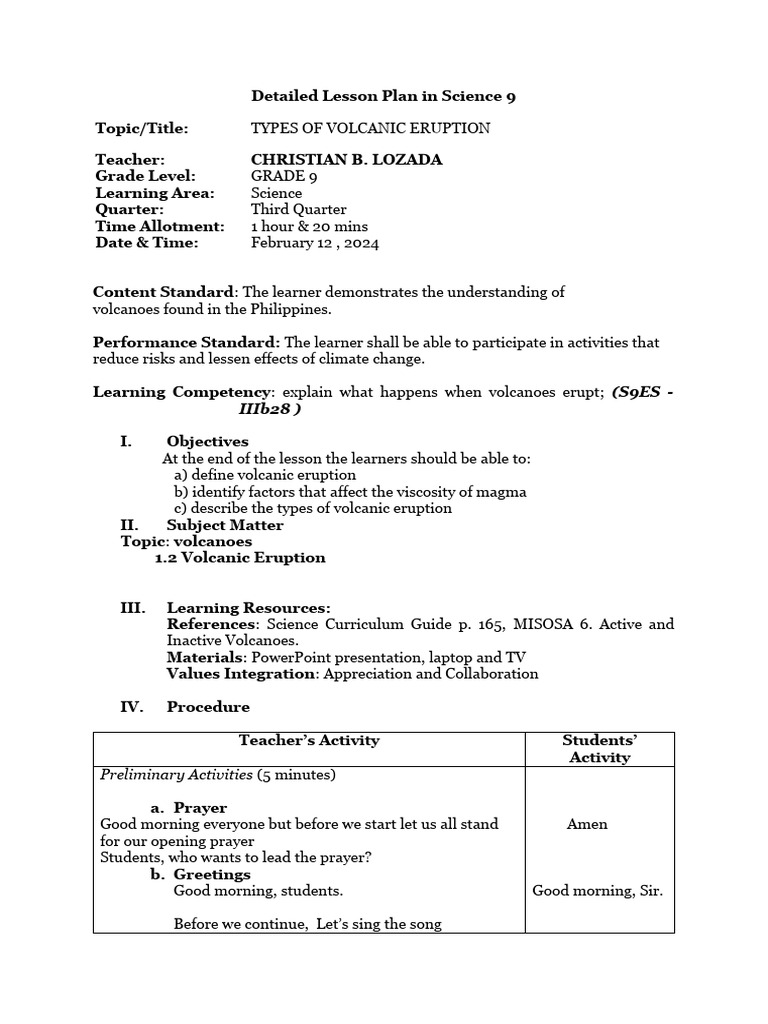 DLP Volcanic Eruption | PDF | Types Of Volcanic Eruptions | Volcano