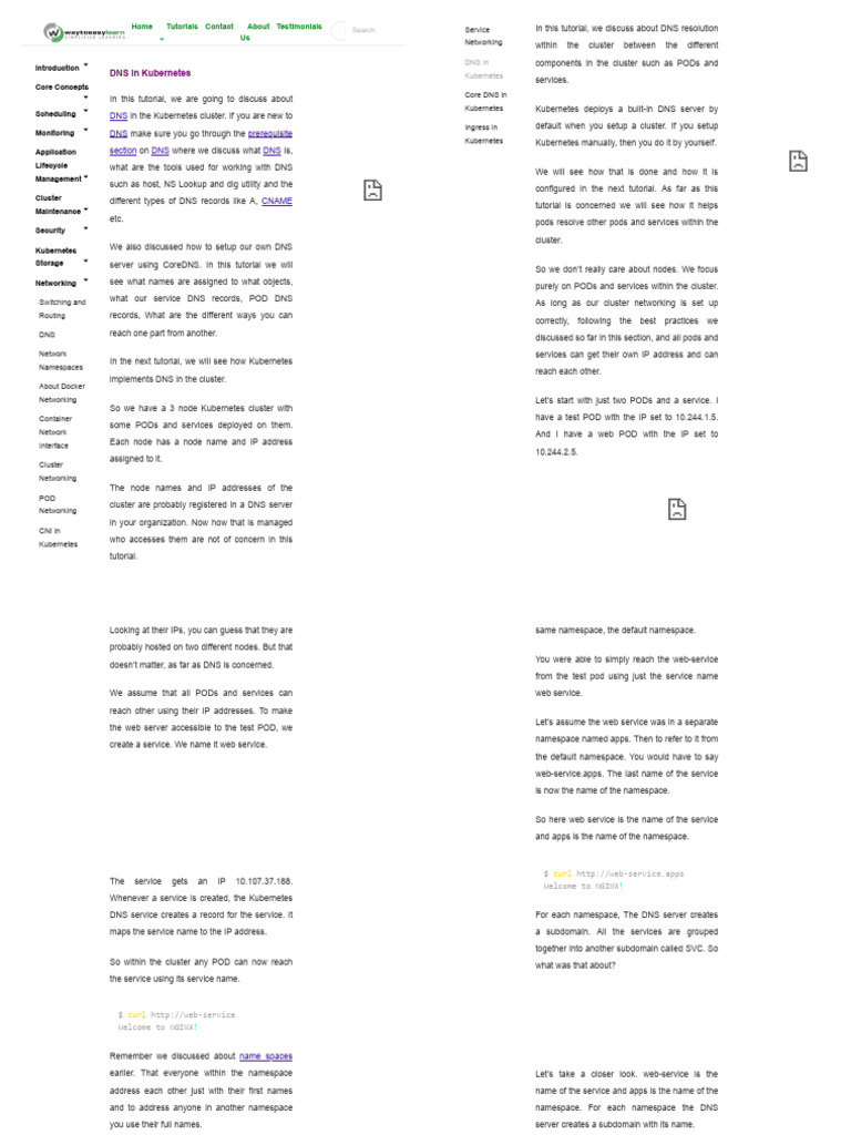 DNS Management in Kubernetes Clusters | PDF | Domain Name System ...