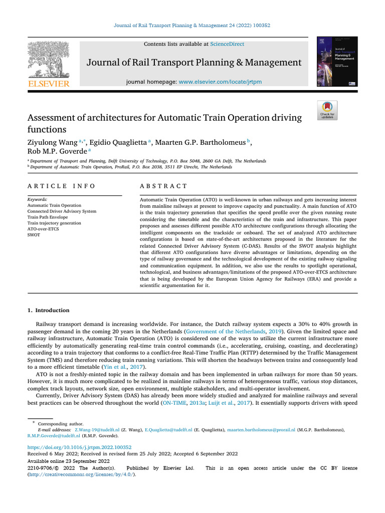 Automatic Train Operation Analysis | PDF | Train | Rail Transport